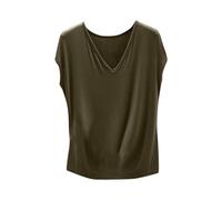 Femme T-Shirt Sport Col V Sportswear sans Manches Couleur Unie Tee Shirt Sport Yoga Fitness Top D’entraînement Port Quotidien Hauts Tunique Casual Loose Vêtements Coupe Amples de Base Shirts