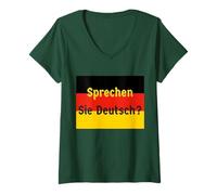 Femme T-Shirt « Sprechen Sie Deutsch ? » Do You Speak German? T-Shirt avec Col en V