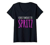 Femme T Shirt Spritz Femme Humour Apéro Manche Courte Vivre Amour T-Shirt avec Col en V