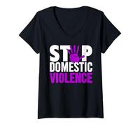Femme T-Shirt Stop Domestic Violence - « Domestic Violence Awareness » T-Shirt avec Col en V