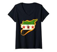 Femme T-Shirt Syrie pour Femmes, Hommes, Enfants, Motif Drapeau syrien T-Shirt avec Col en V