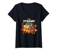 Femme T-Shirt « The Dynamic Duo Peanut Butter Jelly » Mignon et Amusant T-Shirt avec Col en V