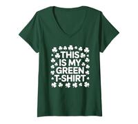 Femme T-Shirt « This is My Green St Patrick Day » T-Shirt avec Col en V