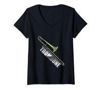 Femme T-shirt Trombone fanfare T-Shirt avec Col en V