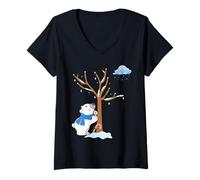 Femme T-Shirt Unisexe Motif Ours Polaire des neiges pour Homme et Femme T-Shirt avec Col en V