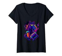 Femme T-Shirt Vintage Football Américain 70s 80s Beer Cheval Fans T-Shirt avec Col en V
