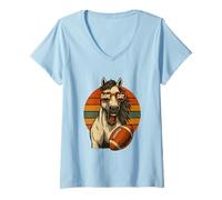 Femme T-Shirt Vintage Football Américain Drôle Cheval Fans T-Shirt avec Col en V