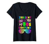 Femme T-Shirt Vintage rétro avec Inscription « This is My 80s » T-Shirt avec Col en V