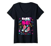 Femme T-shirts Back to 80's Vintage Retro I Love 80's Graphic Design T-Shirt avec Col en V