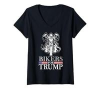 Femme T-Shirts Bikers for Pro Trump Fiers US Citizens Femmes Hommes T-Shirt avec Col en V