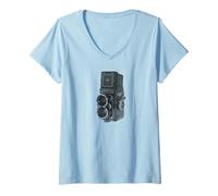Femme T-Shirts Vintage Rollei Camera Cadeaux pour Les photographes T-Shirt avec Col en V