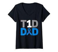 Femme T1D Dad Diabetes Sensibilisation Survivor Combat Survivor T-Shirt avec Col en V