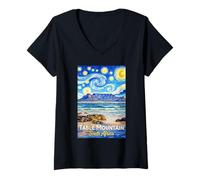 Femme Table Mountain Afrique du Sud T-Shirt avec Col en V