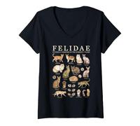 Femme Tableau d'anatomie des Races félines domestiques Felidae T-Shirt avec Col en V