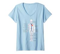 Femme Tableau d'anatomie du système circulatoire Veines et artères T-Shirt avec Col en V