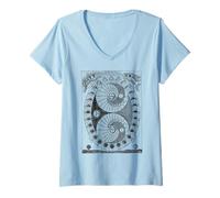 Femme Tableau d'astronomie Spatiale Phases de la Pleine Lune Phases de la Lune T-Shirt avec Col en V
