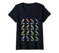 Femme Tableau des espèces d'aras - Types d'aras Amateurs de perroquets T-Shirt avec Col en V