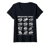 Femme Tableau des fossiles de crâne de Dinosaure Paléontologie préhistorique T-Shirt avec Col en V
