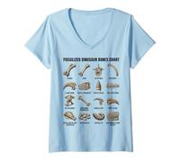 Femme Tableau des os de Dinosaures fossilisés Paléontologie préhistorique T-Shirt avec Col en V