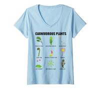 Femme Tableau des Plantes Carnivores Venus Flytrap, Pichet Plante T-Shirt avec Col en V