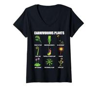 Femme Tableau des Plantes Carnivores Venus Flytrap, Pichet Plante T-Shirt avec Col en V