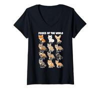 Femme Tableau des Renards du Monde De La Faune Renard Fennec T-Shirt avec Col en V