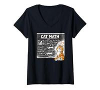 Femme Tableau Noir avec équations de Physique pour Chat T-Shirt avec Col en V