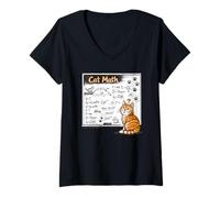 Femme Tableau Noir avec équations de Physique pour Chat tigré T-Shirt avec Col en V