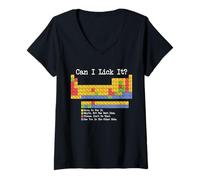 Femme Tableau périodique Can I Lick It Funny Science Professeur & Student T-Shirt avec Col en V