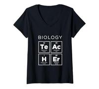Femme Tableau périodique des éléments pour Professeur de biologie T-Shirt avec Col en V