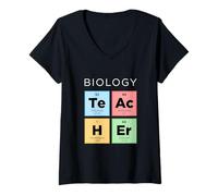Femme Tableau périodique des éléments pour Professeur de biologie T-Shirt avec Col en V