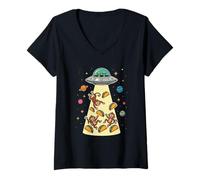 Femme Taco Funny Monkey UFO T-Shirt avec Col en V
