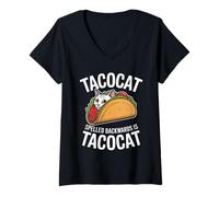 Femme Tacocat orthographié à l'envers est Taco Cat T-Shirt avec Col en V