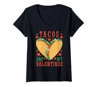Femme Tacos are My Valentine Funny Valentine’s Day Foodie T-Shirt avec Col en V