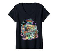 Femme Tacos Cosmiques : Humour Alien et Aventure Spatiale T-Shirt avec Col en V