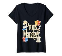 Femme Tage Manager Théâtre Production Backstage Crew T-Shirt avec Col en V