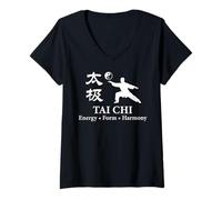 Femme Tai Chi Arts Martiaux Yin Yang Body Wellness Meditation T-Shirt avec Col en V