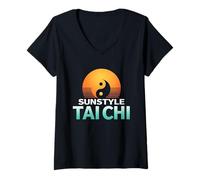 Femme Tai Chi Style Soleil T-Shirt avec Col en V