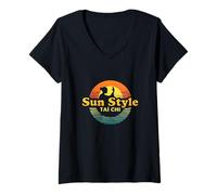 Femme Tai Chi Style Soleil T-Shirt avec Col en V