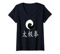 Femme Tai Chi T-Shirt Tai Ji Quan Taiji Entraînement Tai Chi Chuan T-Shirt avec Col en V