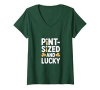 Femme Taille d'une Pinte et Porte-Bonheur de la Saint-Patrick pour Tout-Petit T-Shirt avec Col en V
