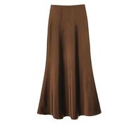 Femme Taille Haute Confortable Jupe en Satin Longue Crayon Moulante Ourlet sirène Évasée Jupes Maxi Longues Basique Jupe Fluide De Vacances Café