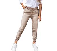 Femme Taille Haute Pantalons Elegant Pantalon Slim Pantalons Court Taille Haute Bouton Poche Femmes Fitness Leggings entraînement Solide décontracté Out Pantalon (Khaki, XXL)