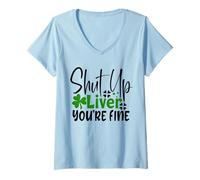 Femme Tais-toi, Foie, tu Vas Bien, trèfle Irlandais de la Saint-Patrick T-Shirt avec Col en V