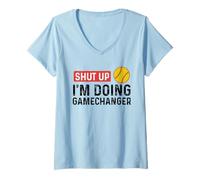 Femme Tais-toi, Je Fais du Baseball Gamechanger T-Shirt avec Col en V