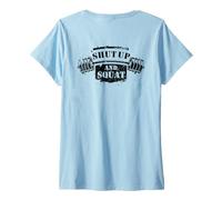 Femme Taisez-Vous et accroupissez (sur Le Dos) T-Shirt avec Col en V