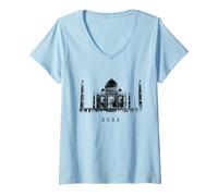 Femme Taj Mahal Agra Indie Vintage Inde Skyline I Love India T-Shirt avec Col en V