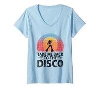 Femme Take Me Back To The Disco Vintage 70's Dancing Retro Dance T-Shirt avec Col en V