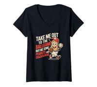 Femme Take Me Out to Ball Game Funny Baseball T-Shirt avec Col en V