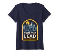 Femme Take The Lead Scouting America Hiking Cub Scouts BSA T-Shirt avec Col en V